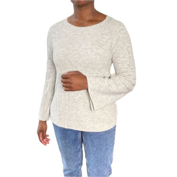 Ann Taylor Loft Grey bell sleeve melange Sweater - Picture 1 of 14